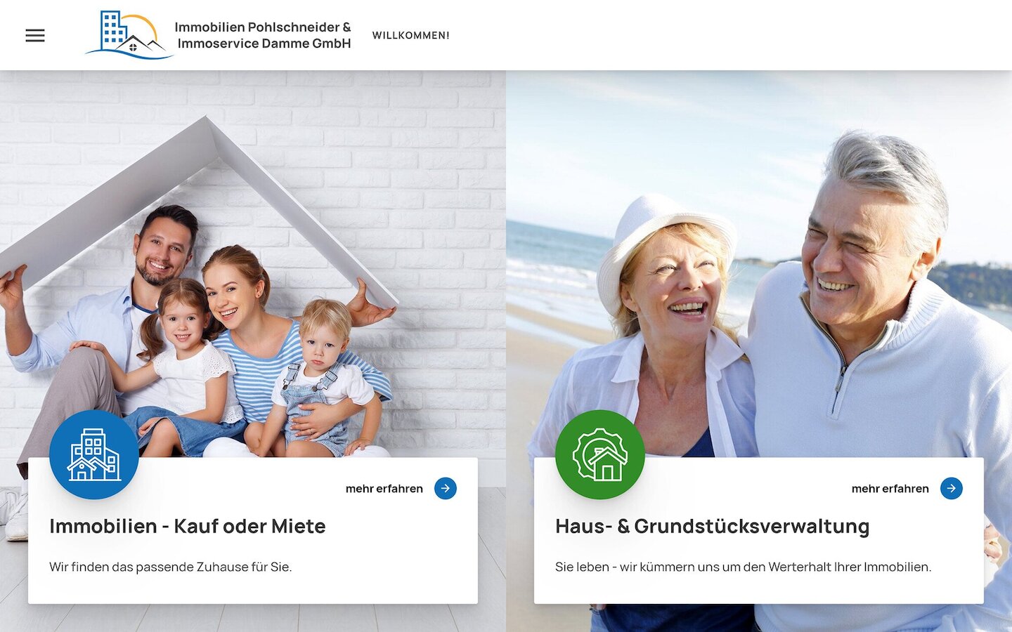 Desktop Screenshot der Website von: Immobilien Pohlschneider & Immoservice Damme GmbH
