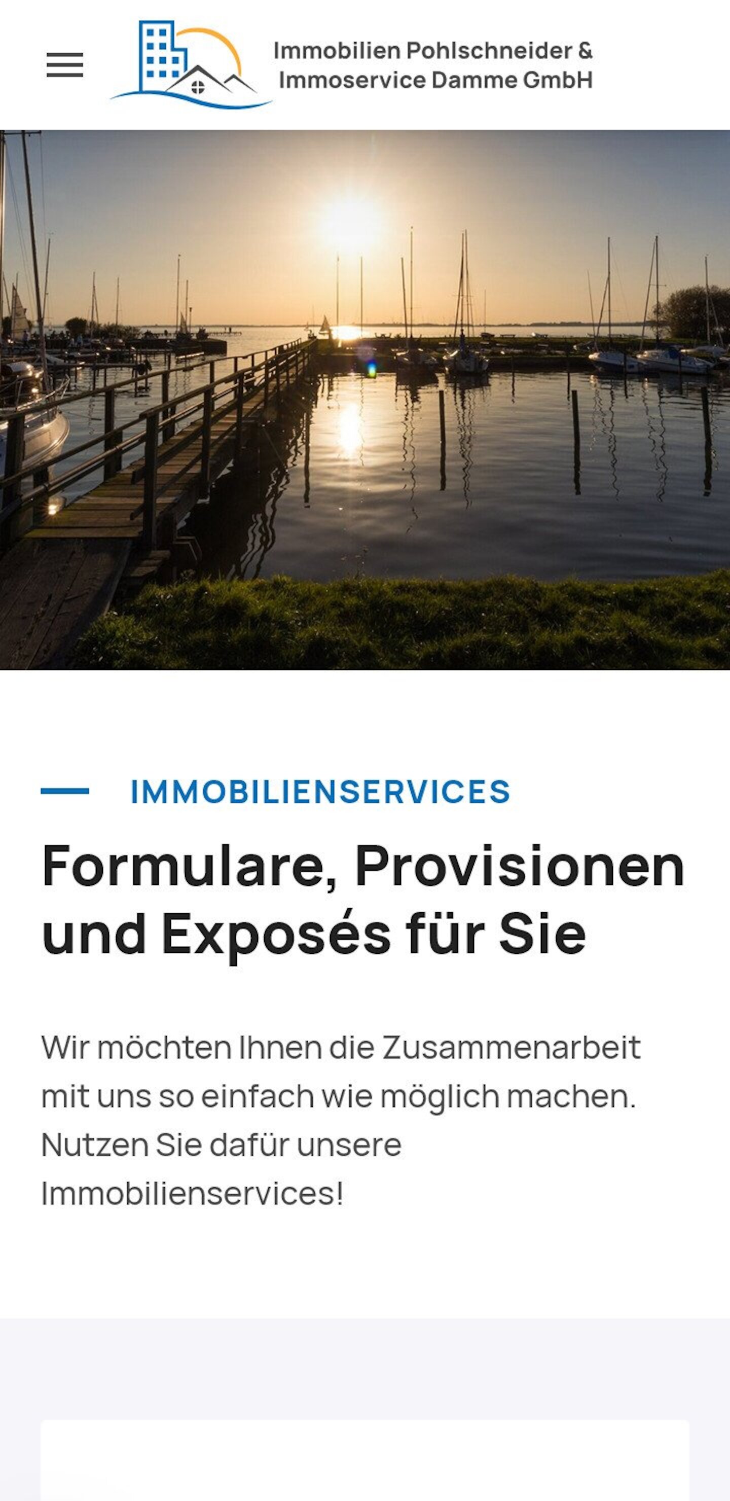 Smartphone Screenshot der Website von: Immobilien Pohlschneider & Immoservice Damme GmbH