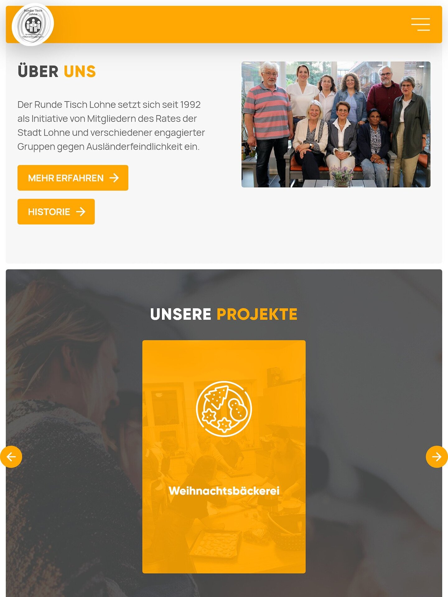 Tablet Screenshot der Website von: Runder Tisch Lohne e.V.