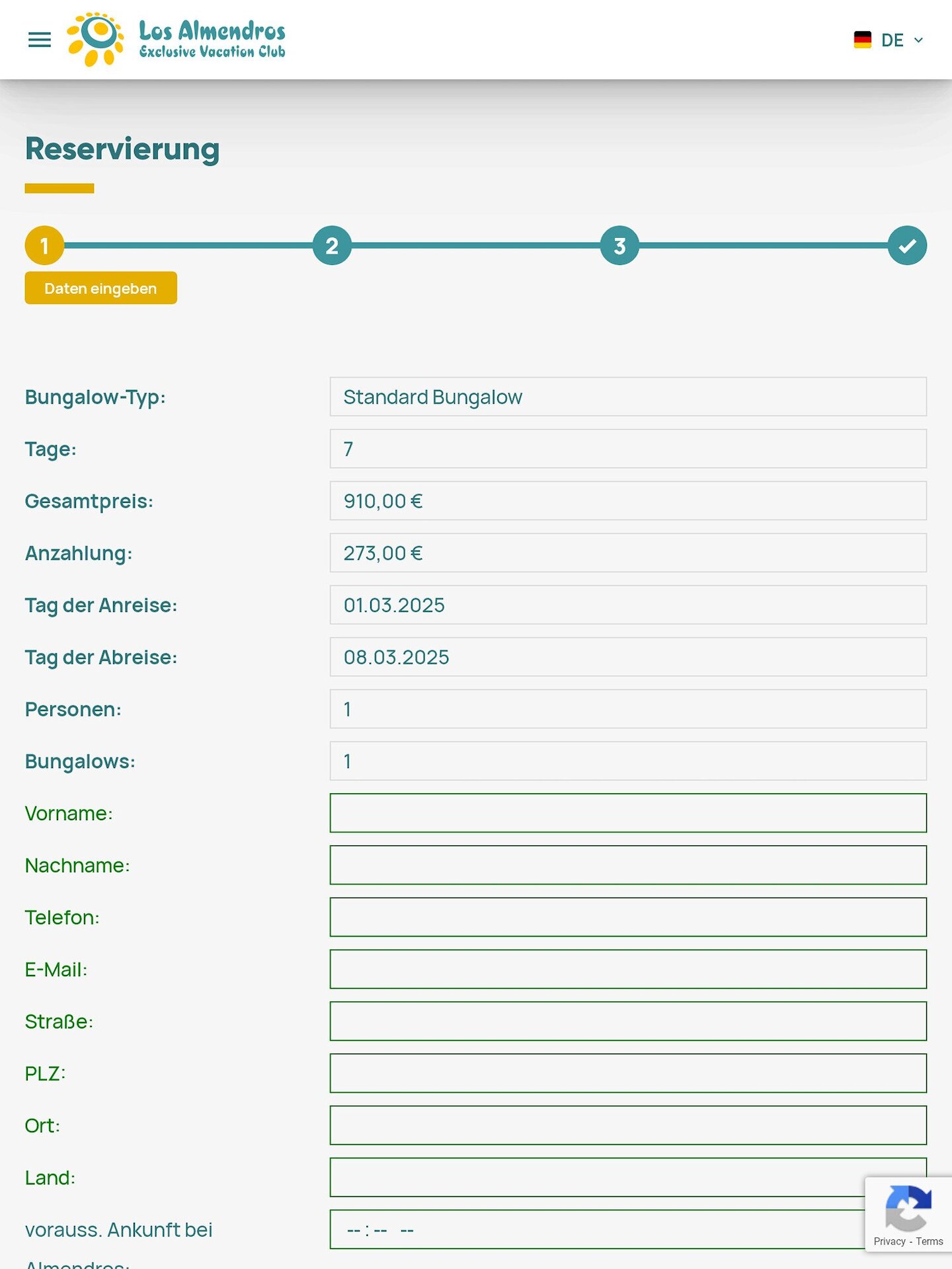 Tablet Screenshot der Website von: Los Almendros
