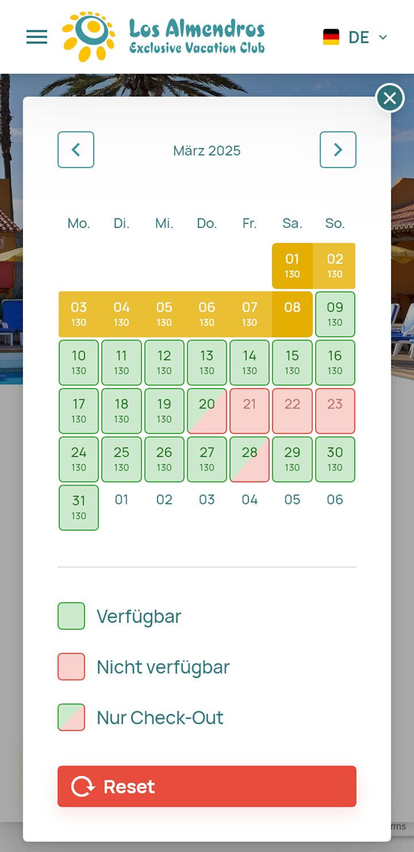 Smartphone Screenshot der Website von: Los Almendros