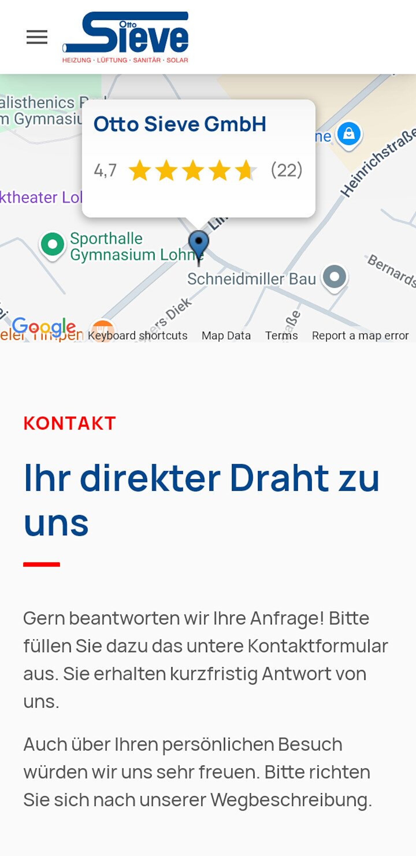 Smartphone Screenshot der Website von: Otto Sieve GmbH