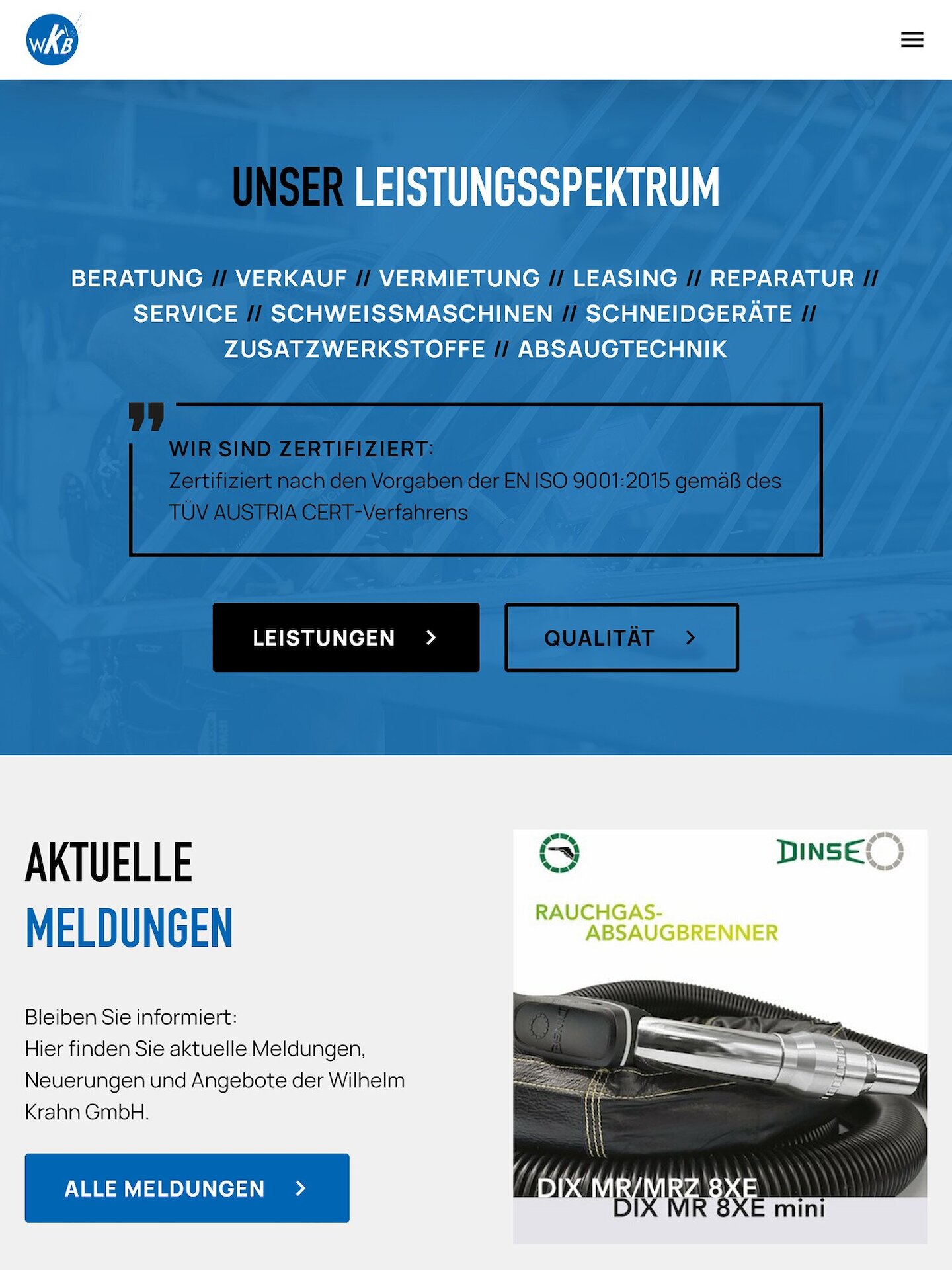 Tablet Screenshot der Website von: Wilhelm Krahn GmbH