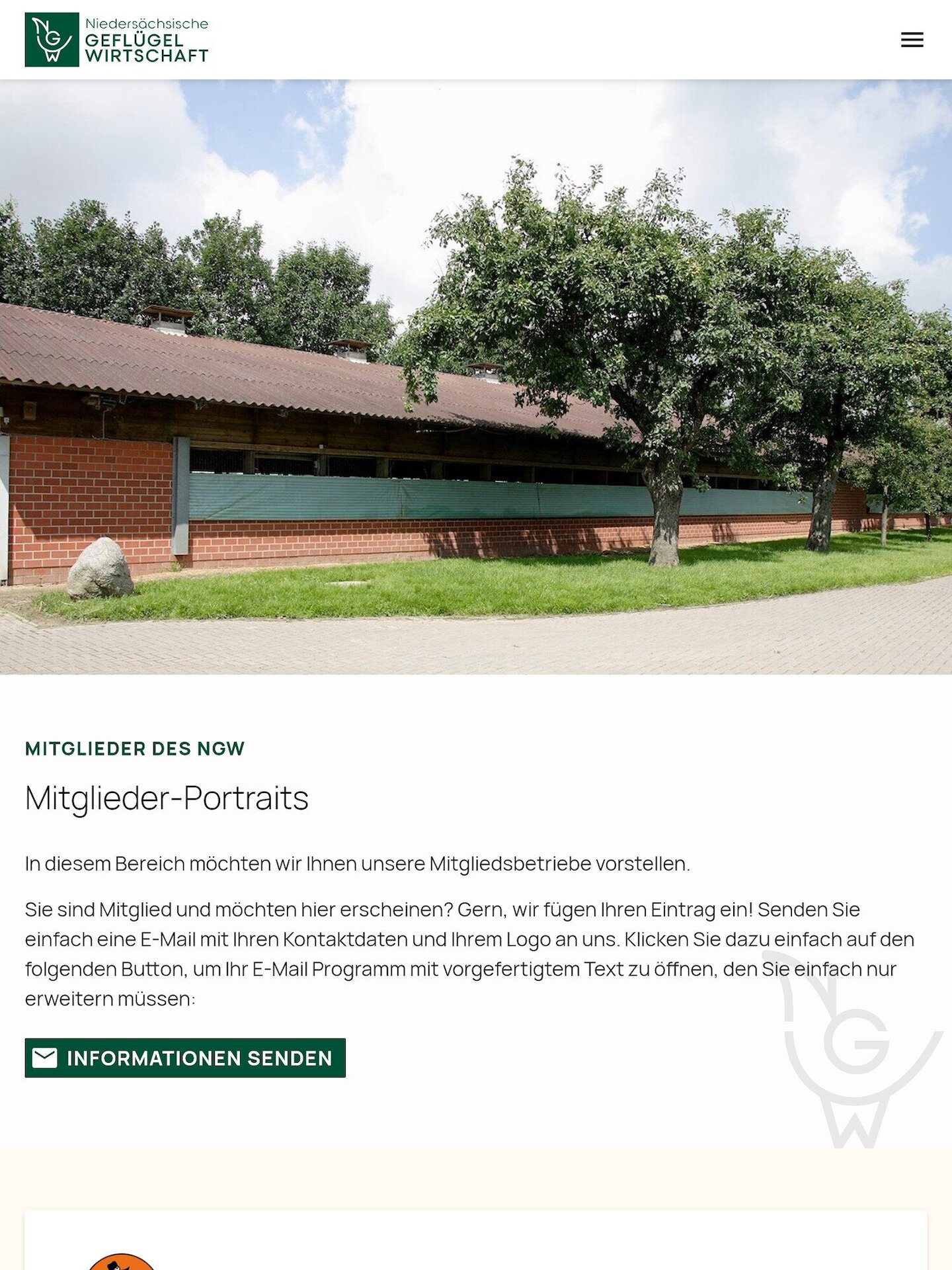 Tablet Screenshot der Website von: Niedersächsische Geflügelwirtschaft