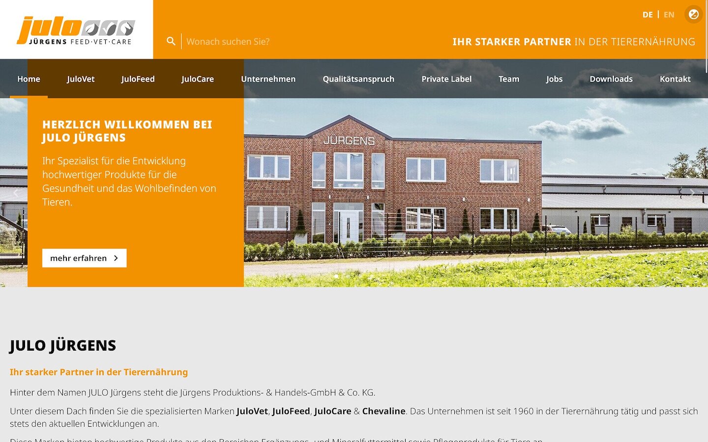 Desktop Screenshot der Website von: Jürgens Produktions- & Handels-GmbH & Co. KG