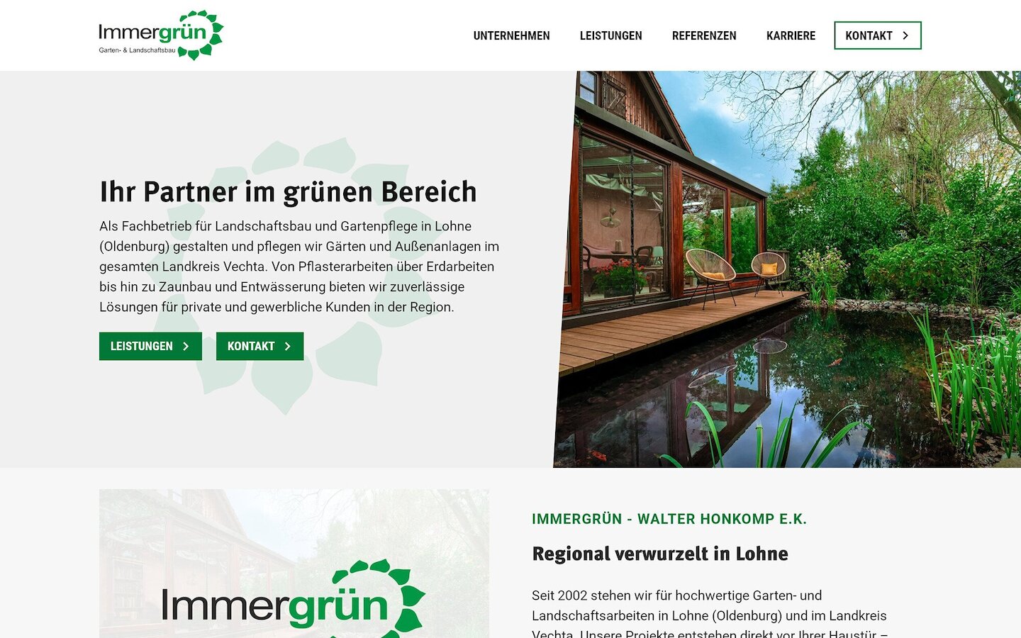 Desktop Screenshot der Website von: Immergrün - Walter Honkomp e.K.