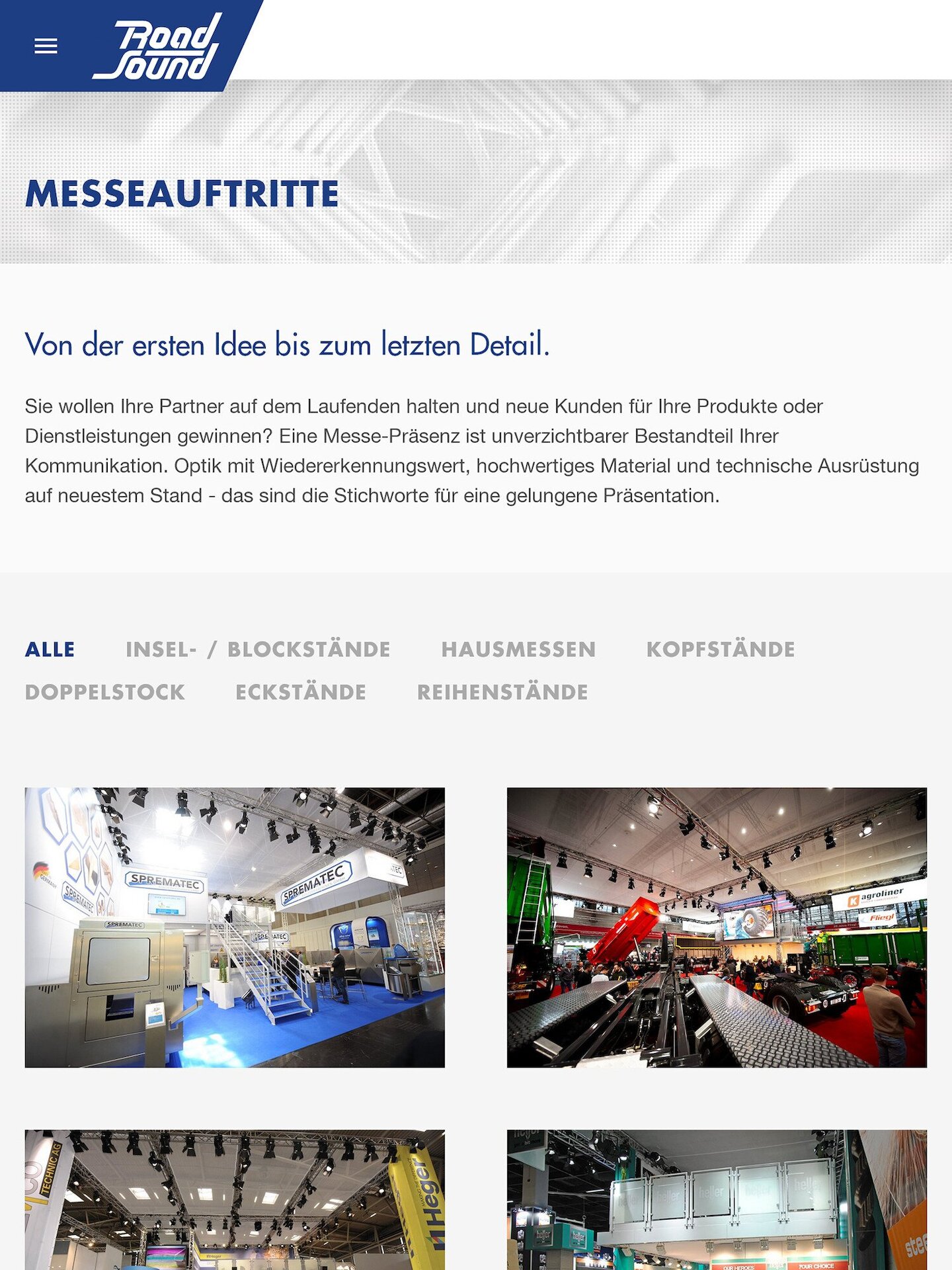 Tablet Screenshot der Website von: Road Sound