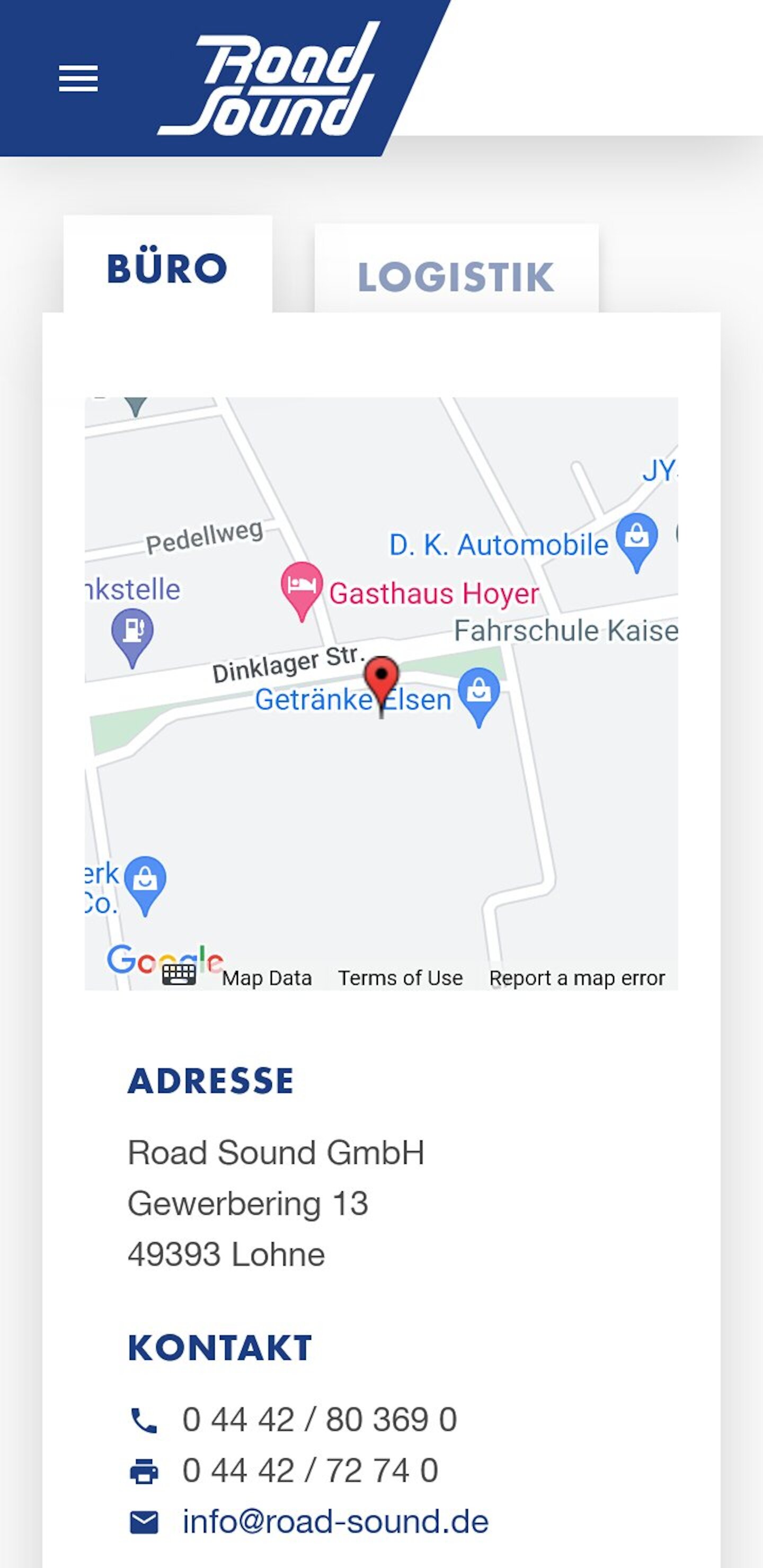 Smartphone Screenshot der Website von: Road Sound