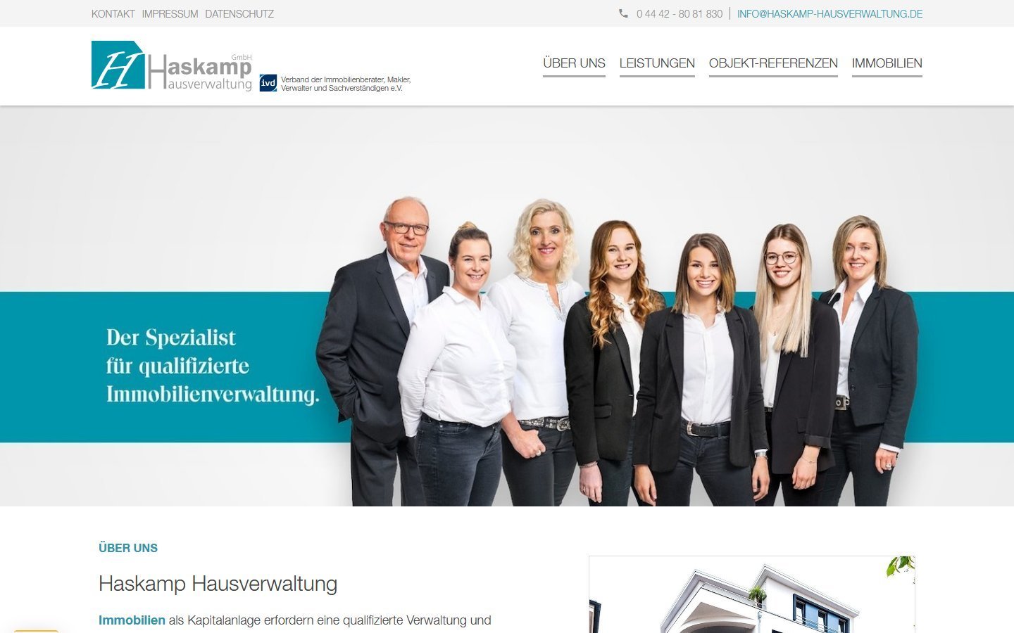 Desktop Screenshot der Website von: Haskamp Hausverwaltung