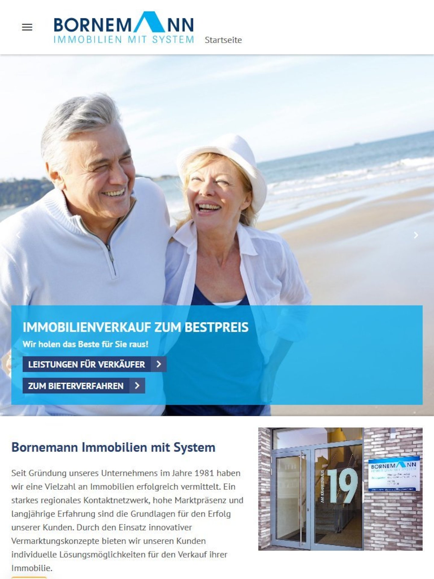 Tablet Screenshot der Website von: Bornemann Immobilien