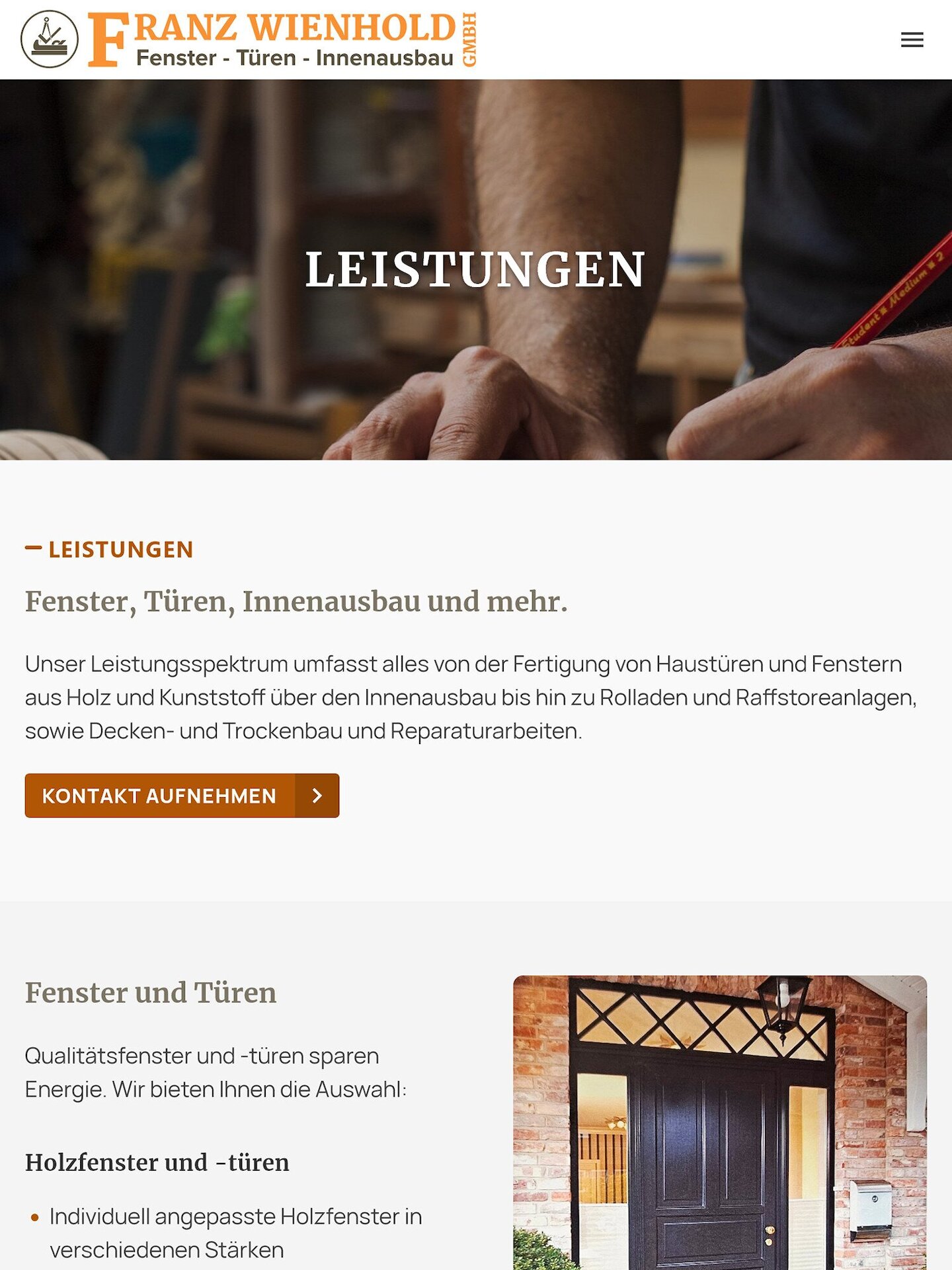 Tablet Screenshot der Website von: Franz Wienhold GmbH