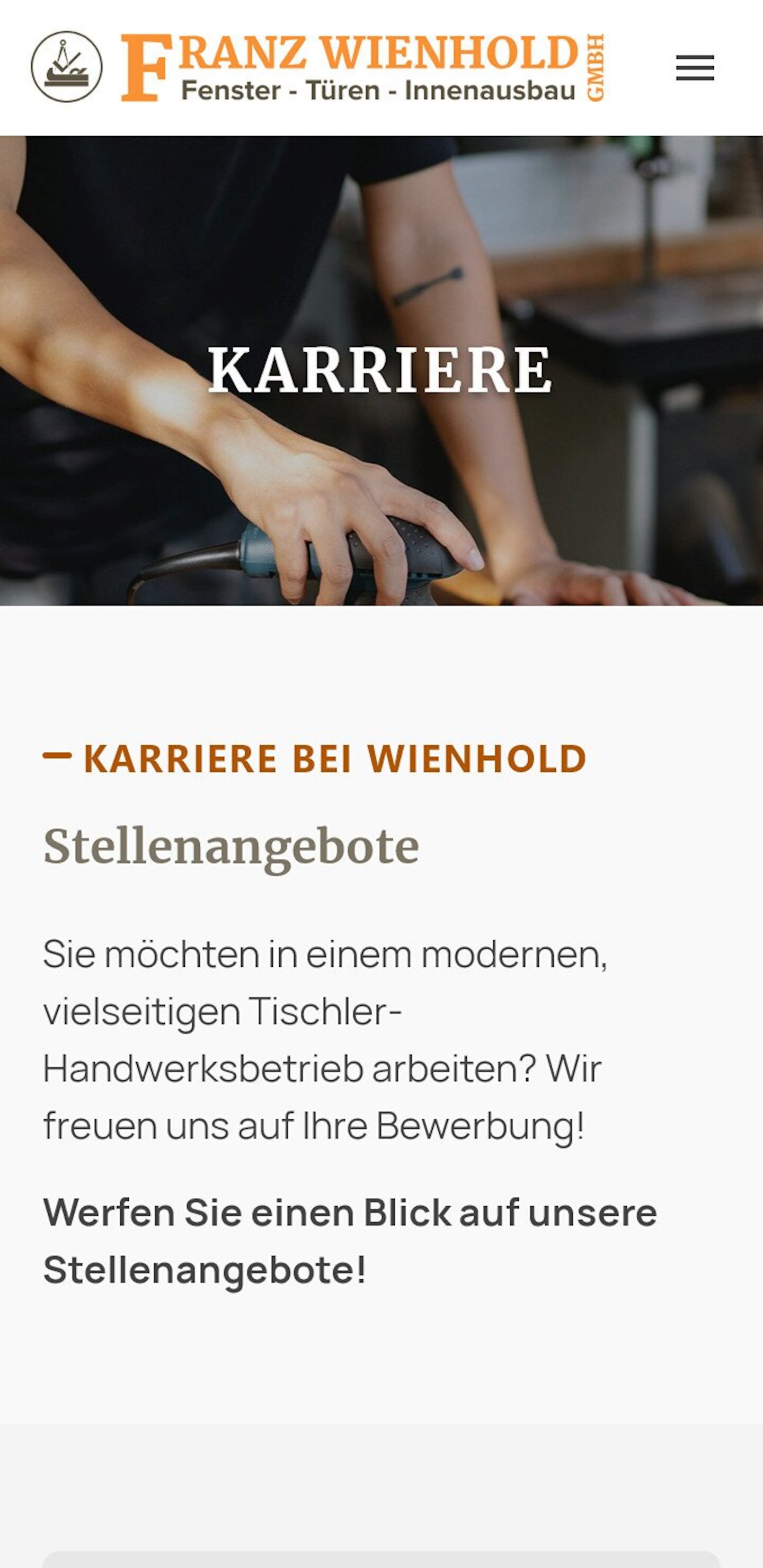 Smartphone Screenshot der Website von: Franz Wienhold GmbH