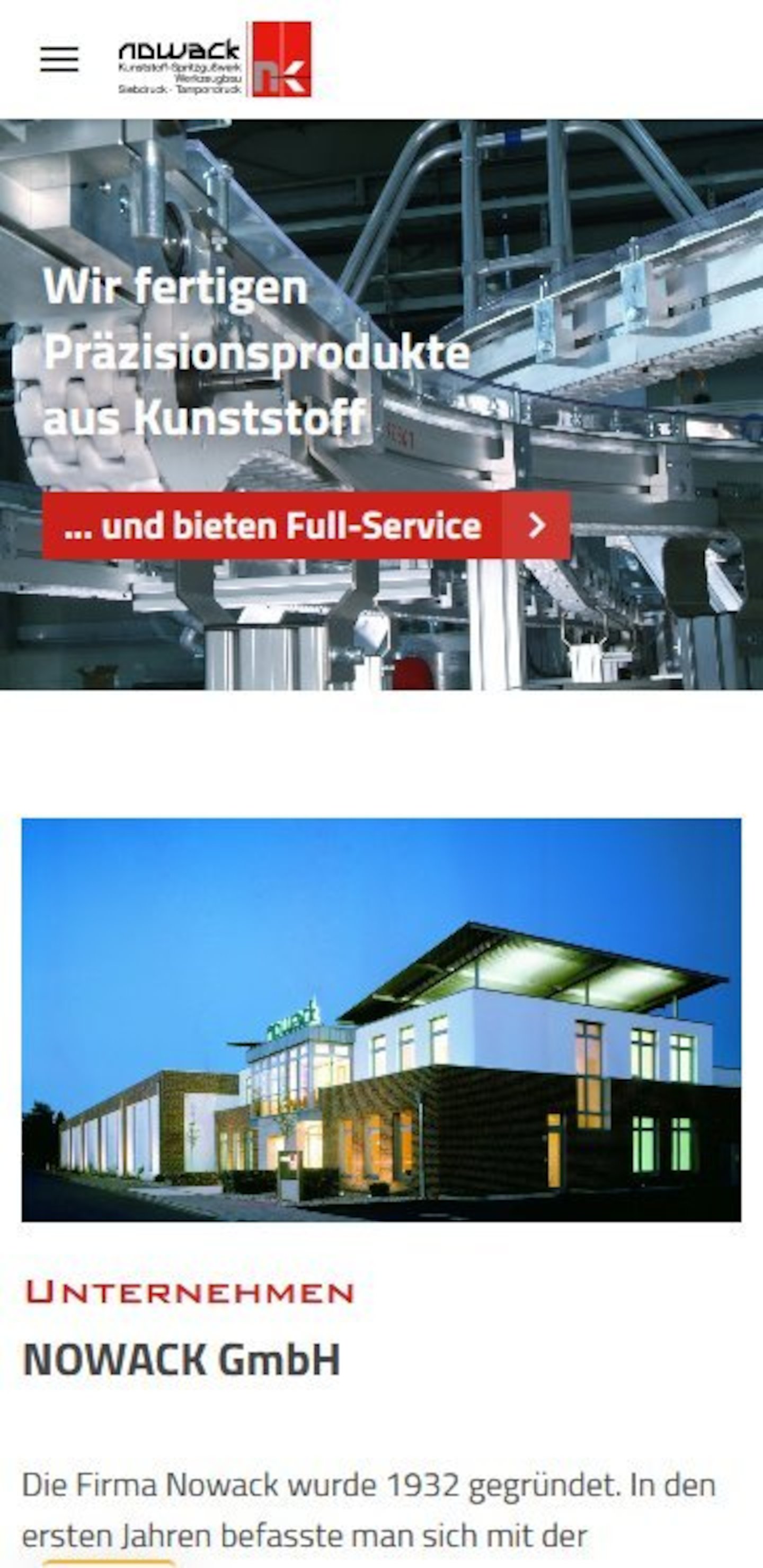 Smartphone Screenshot der Website von: Nowack GmbH