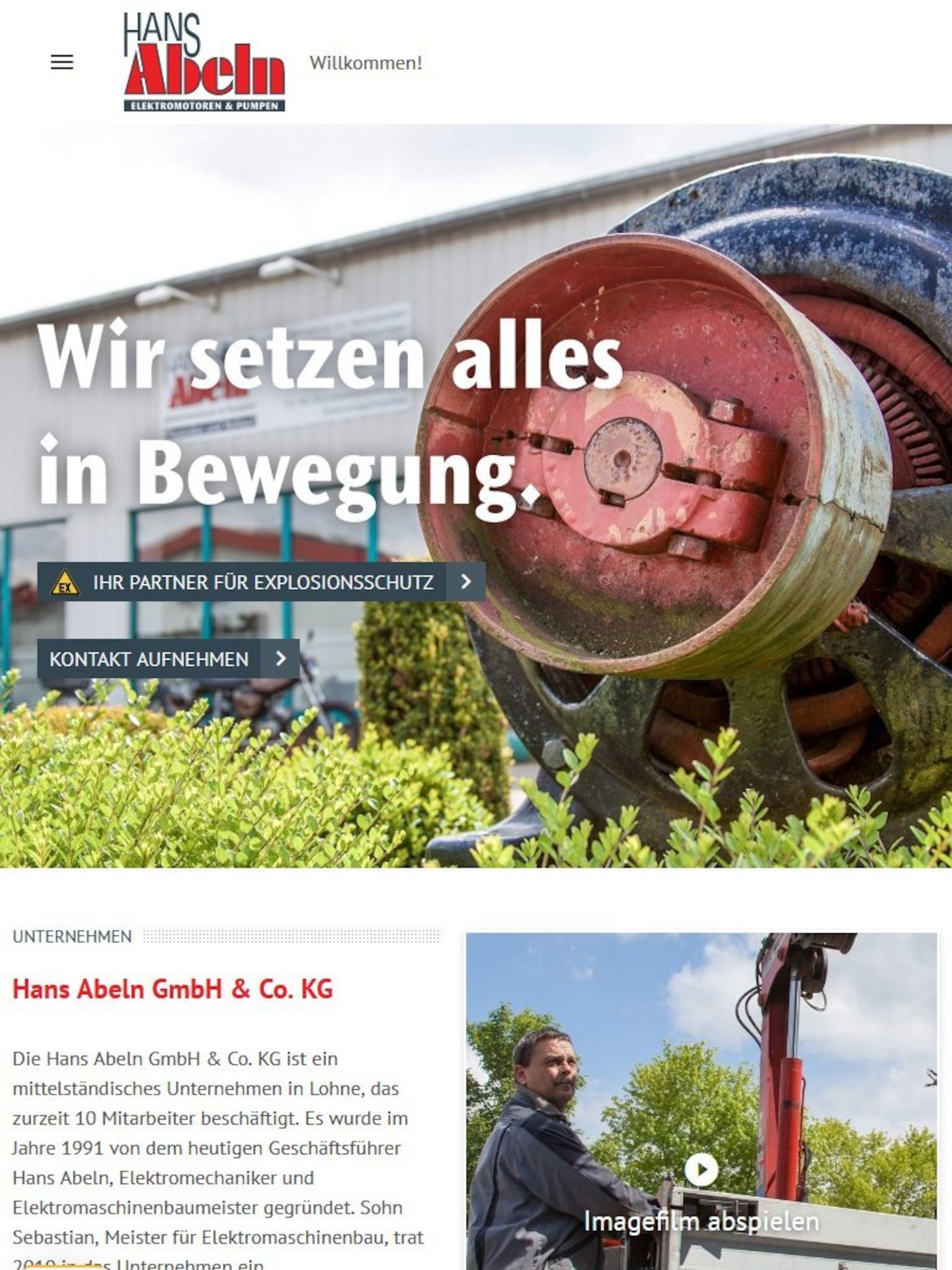 Tablet Screenshot der Website von: Hans Abeln GmbH & Co. KG